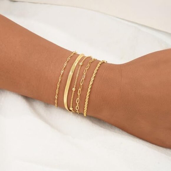 Adjustable Gold Plated Bracelet Minimalist Dainty Everyday Elegant Women's - Picture 4 of 8